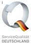 Logo von ServiceQualität Deutschland mit grauem Q und deutschem Flaggenband