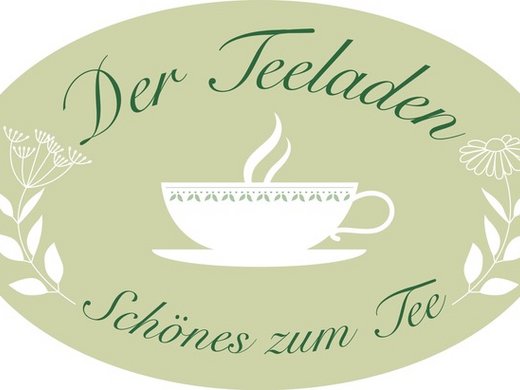 Experience flavour instead of just reading about it – exclusively for our guests Logo of Der Teeladen with tea cup and herbs on green background